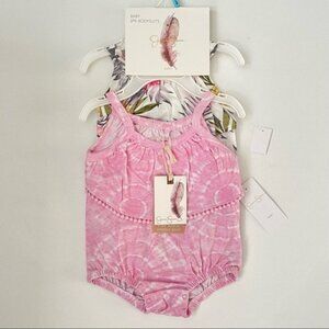 Jessica Simpson Baby Girl PINK TIE DYE Bodysuit 2-Pack Size 3-6 Months